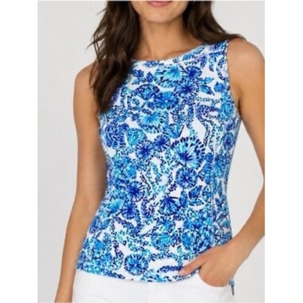 Lilly Pulitzer Luxletic Tank Top Womens Stretch Active Seashell Coral Print